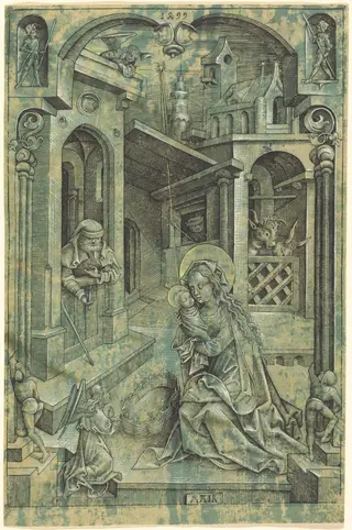 The Nativity, by Mair von Landshut, ink, 1499