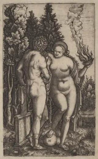 Man and Woman with a Ball, by Marcantonio Raimondi, ink, 1507