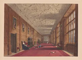 Gallery, Aston Hall, Warwickshire, by Joseph Nash, ink, 1849