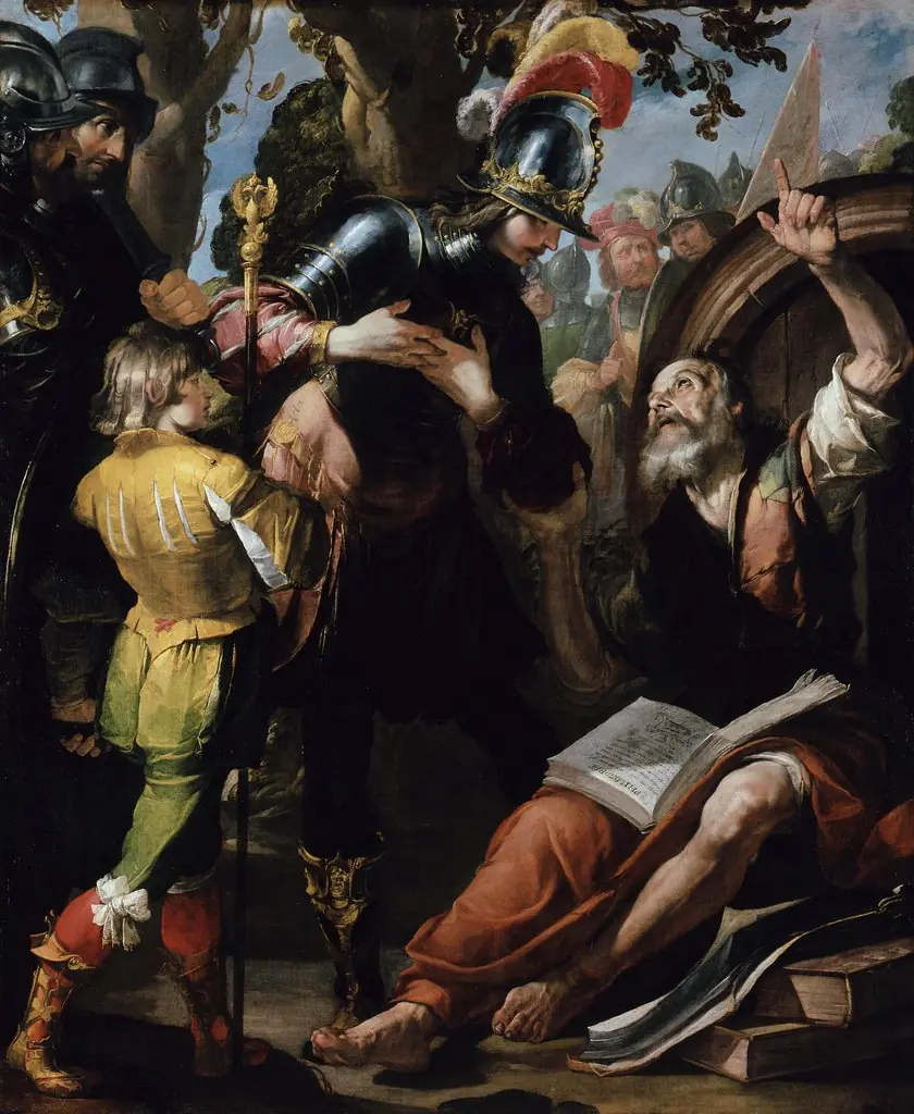 Alexander and Diogenes, by Gioacchino Assereto, paint, 1630