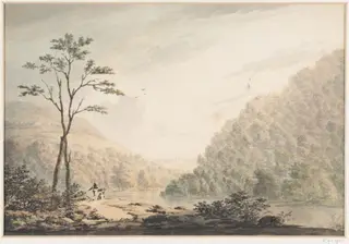 View on the Lands of the Earl of Fortescue, Castle Hill, Devon, by Amelia Noel, watercolor, 1800
