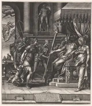 The Calumny of Apelles, by Giorgio Ghisi, 1560