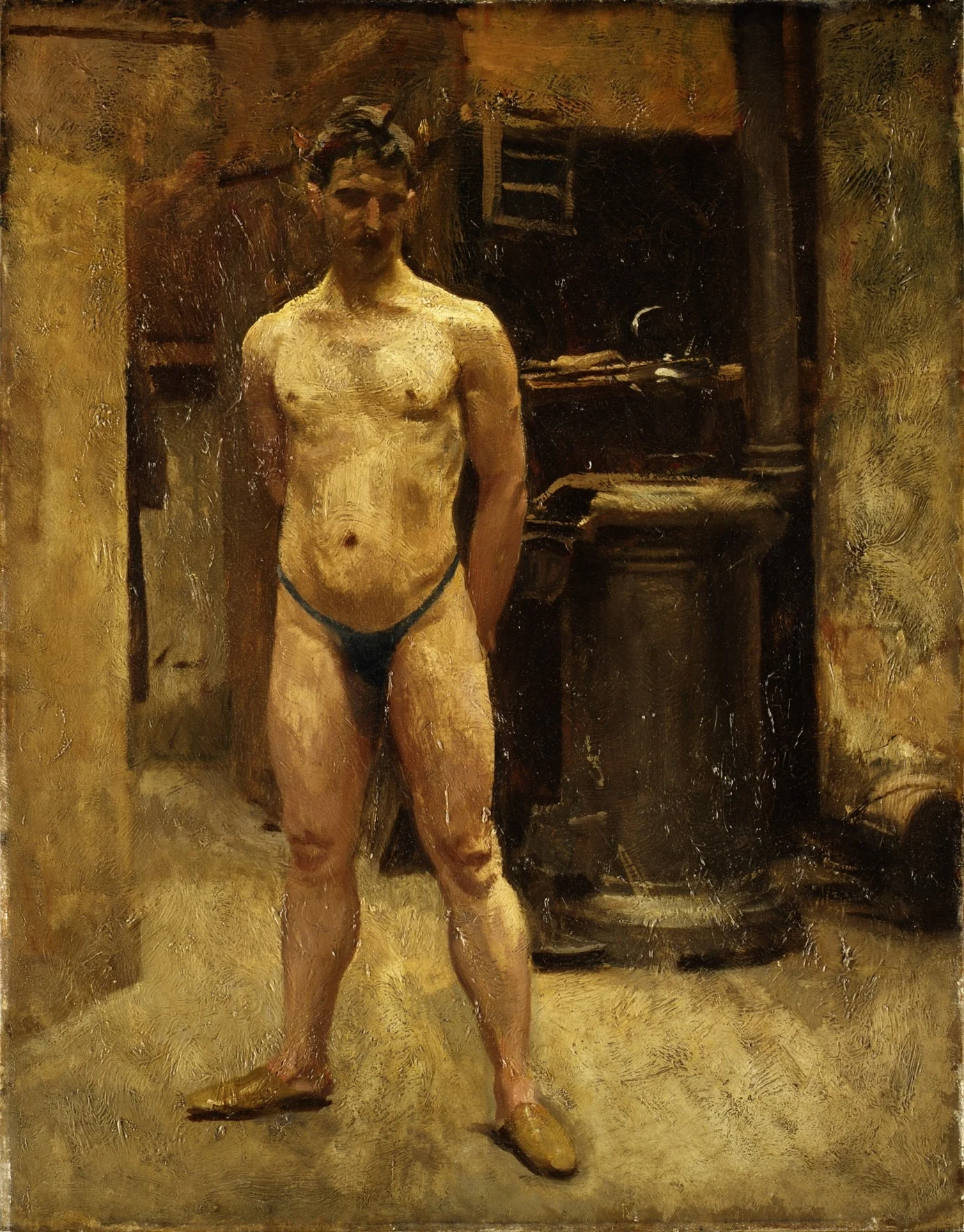 A Male Model Standing before a Stove, detail