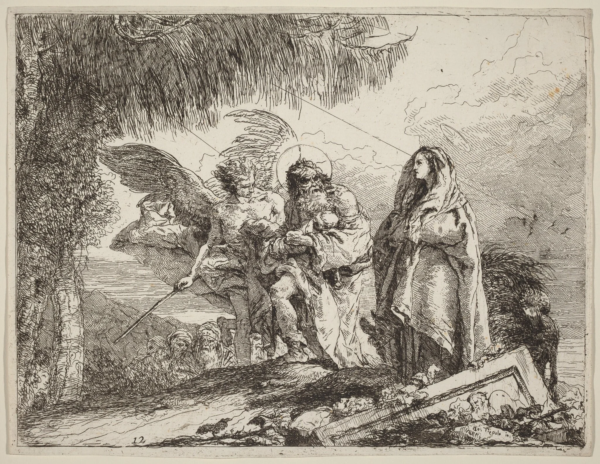 The Flight, Holy Family Walking with Angel, detail