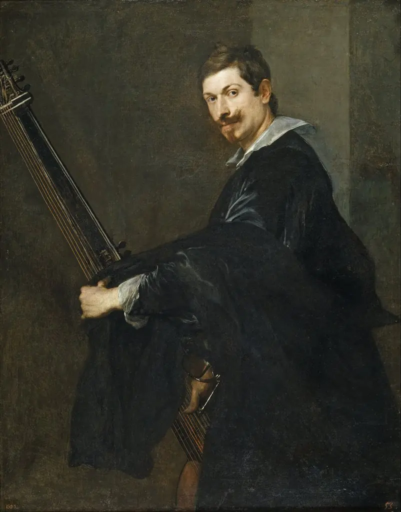 Man with a Lute, by Anthony van Dyck, oil, 1627