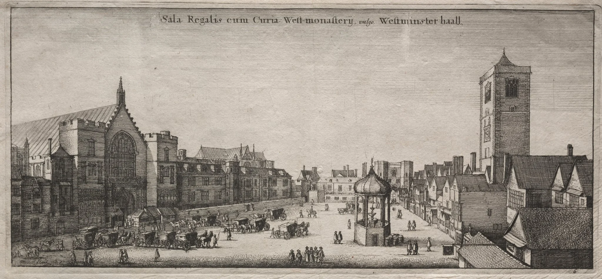 Views of London: New Palace Yard with Westminster Hall, and the Clock House, detail