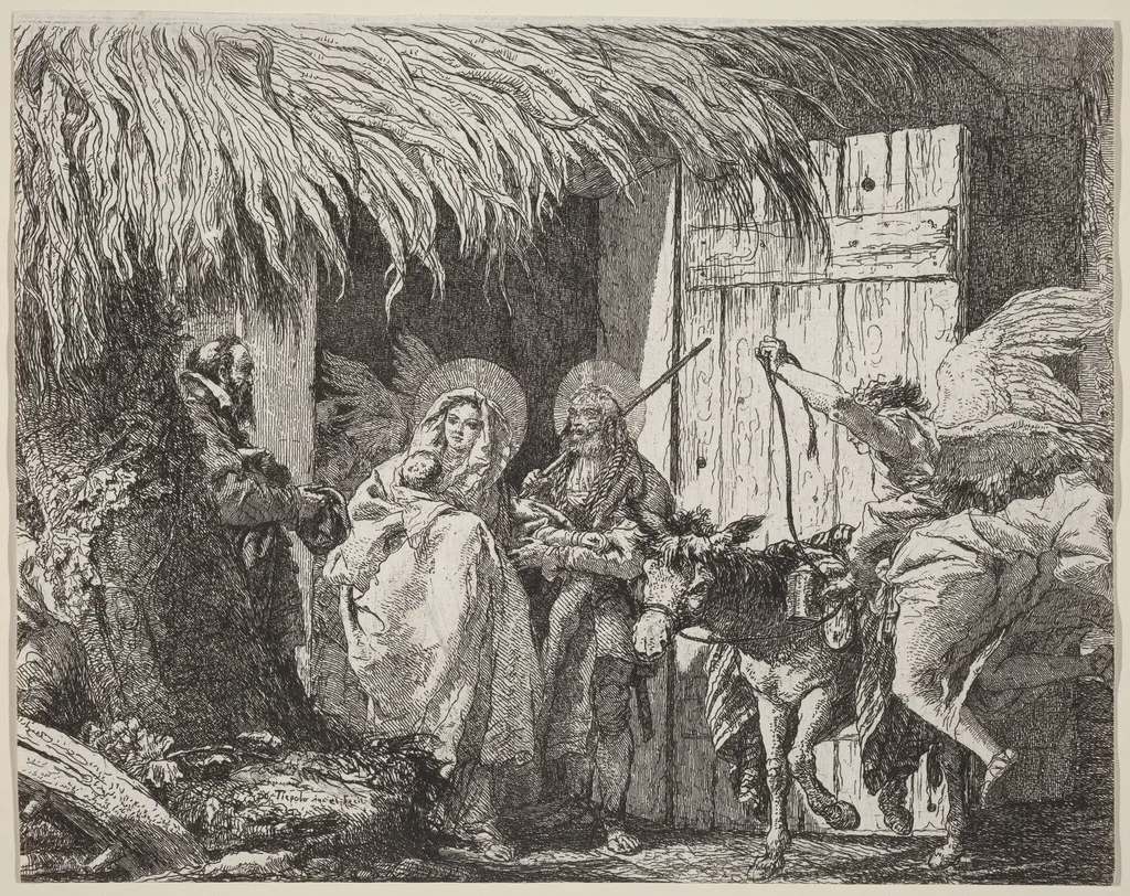 Joseph and Mary Prepare to Leave, by Giovanni Domenico Tiepolo, ink, 1753