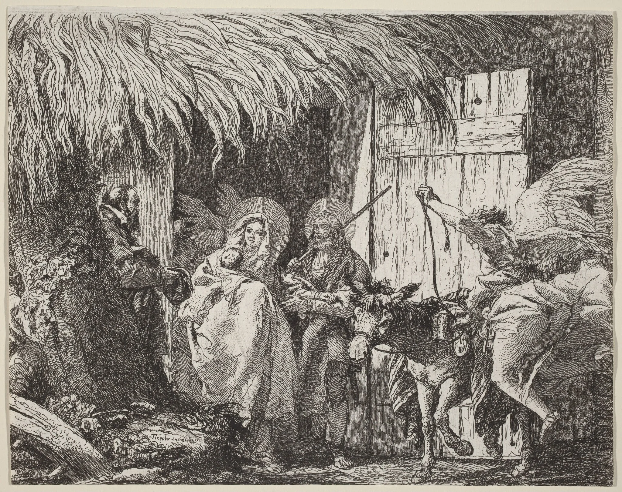 Joseph and Mary Prepare to Leave, detail