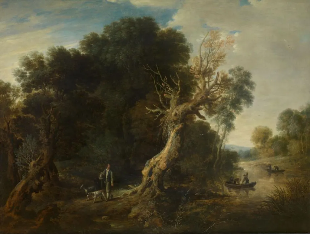 Forest View, by Bonaventura Peeters the Younger, oil, 1695