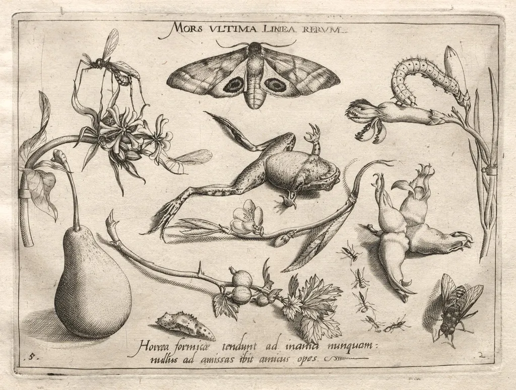 Archetypes and Studies: Death is the line that marks the end of all (Part II, plate 5), by Joris Hoefnagel, 1592