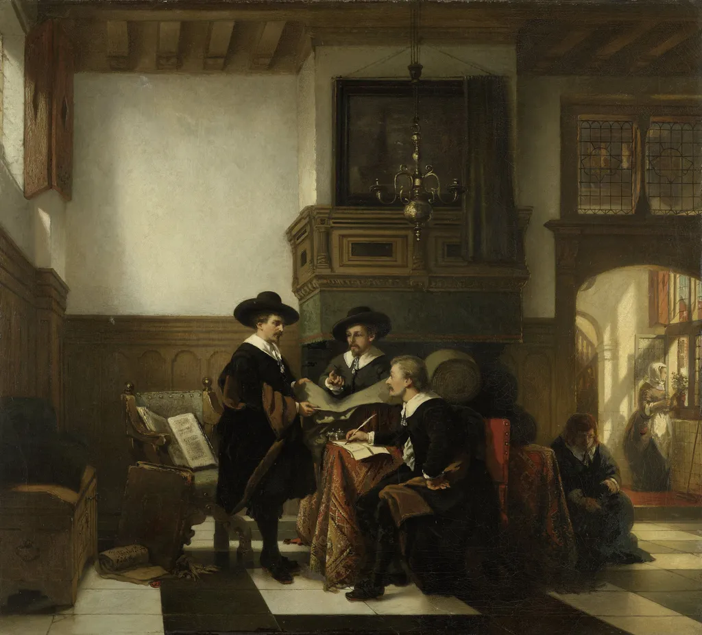 Syndics of the Leiden, by Johannes Anthonie Balthasar Stroebel, oil, 1866