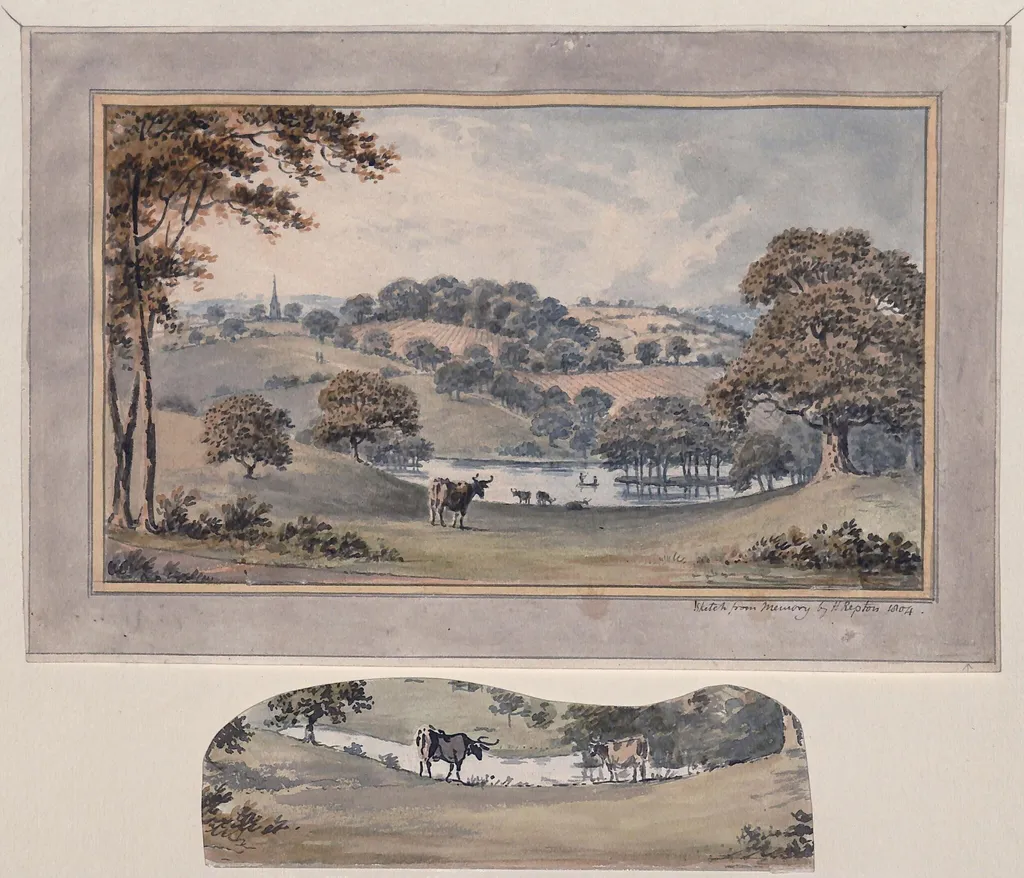 View from the West Front of the Rectory House, Withyham Sussex, by Repton,, watercolor, 1804