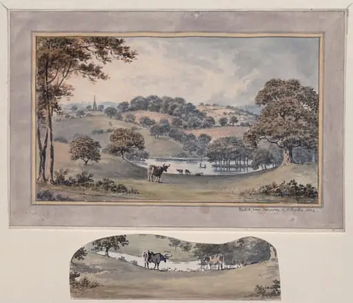 View from the West Front of the Rectory House, Withyham Sussex, by Repton,, watercolor, 1804