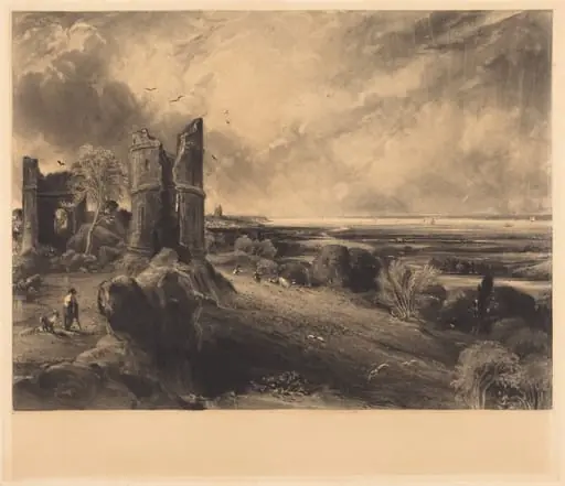 Hadleigh Castle (Large Plate), by David Lucas, ink, 1830