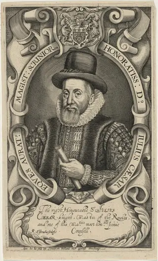 Sir Julius Caesar, Master of the Roules, by Renold Elstrack, ink, 1598