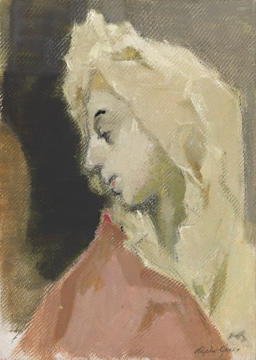 Madonnan profiili, El Grecon mukaan (Maria Magdalenan profiilikuvan mukaan), detail
