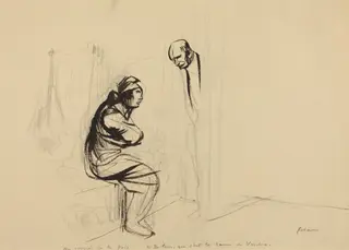 a) Au congres de la Paix (recto); b) Untitled (verso), by Jean-Louis Forain, ink, 1919