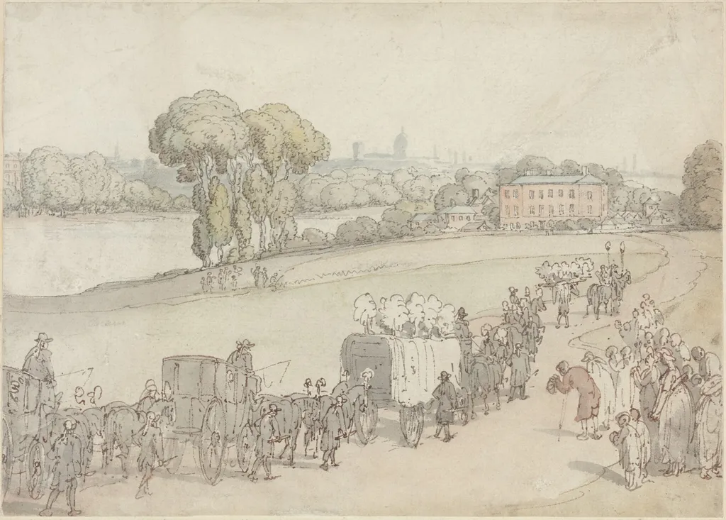 A Funeral Procession, by Thomas Rowlandson, ink, 1808
