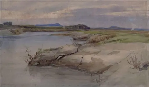Landscape in the Campagna, by Katharine Ann Caulfield, watercolor, 1894