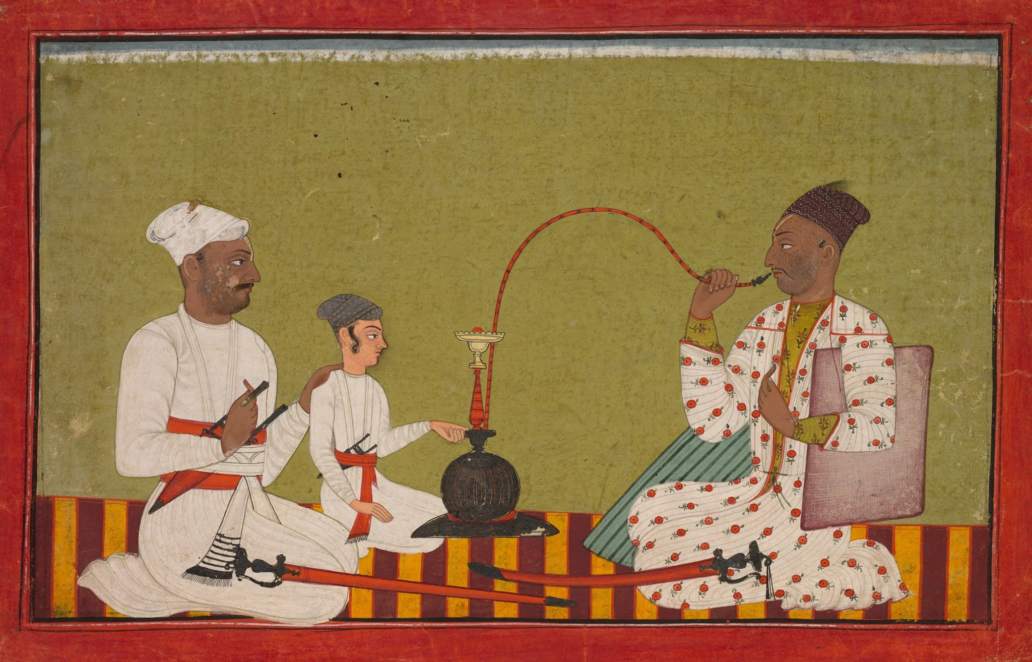 Seated Prince Smoking a Hookah, detail