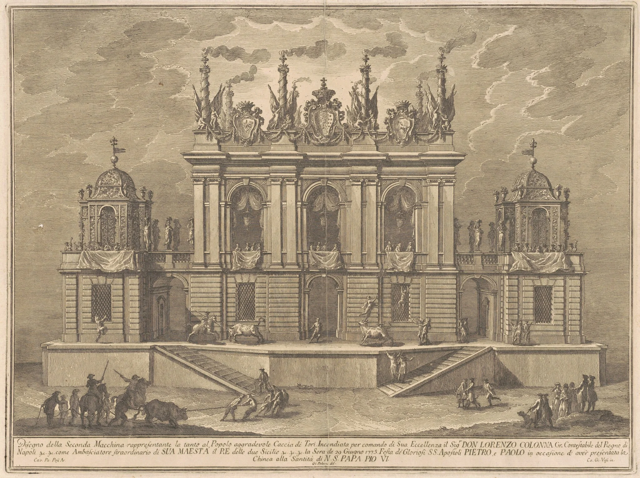 The Seconda Macchina for the Chinea of 1775: A Bull-fight, detail