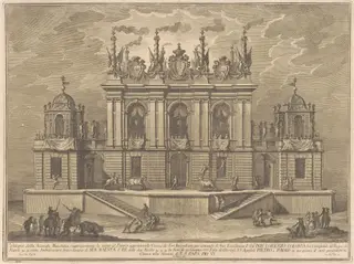 The Seconda Macchina for the Chinea of 1775: A Bull-fight, by Giuseppe Vasi, ink, 1775