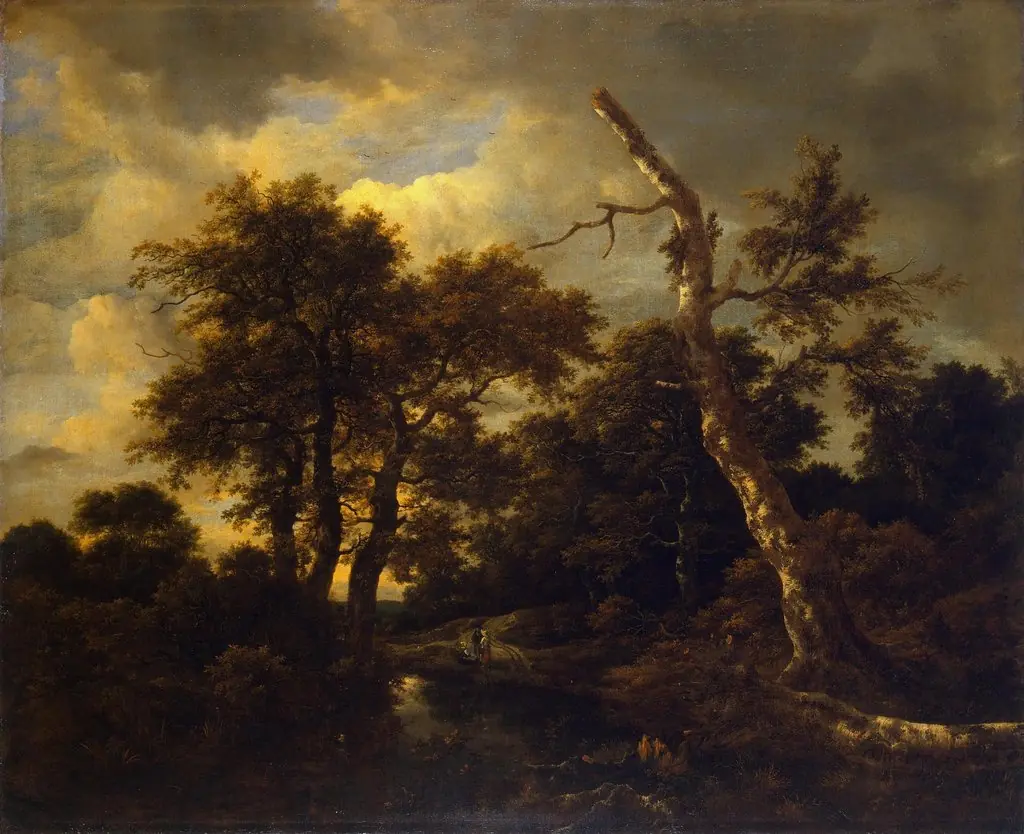 Winter landscape with dead tree, by Jacob van Ruisdael, oil, 1660