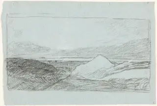 Landscape with Hills and Water, by John Sell Cotman, chalk, 1812