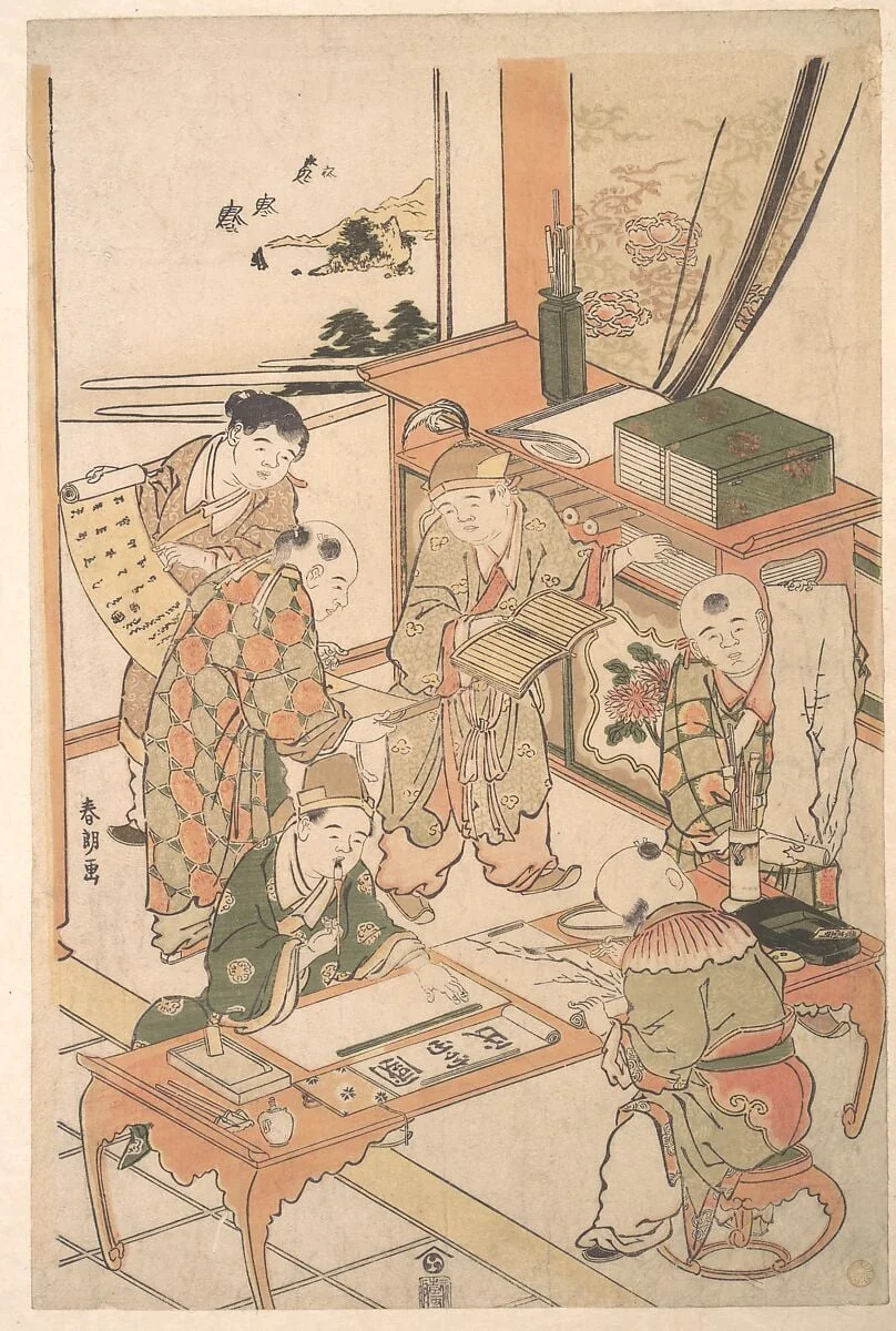 唐子書画図|Chinese Boys Learning to Write and Paint, detail