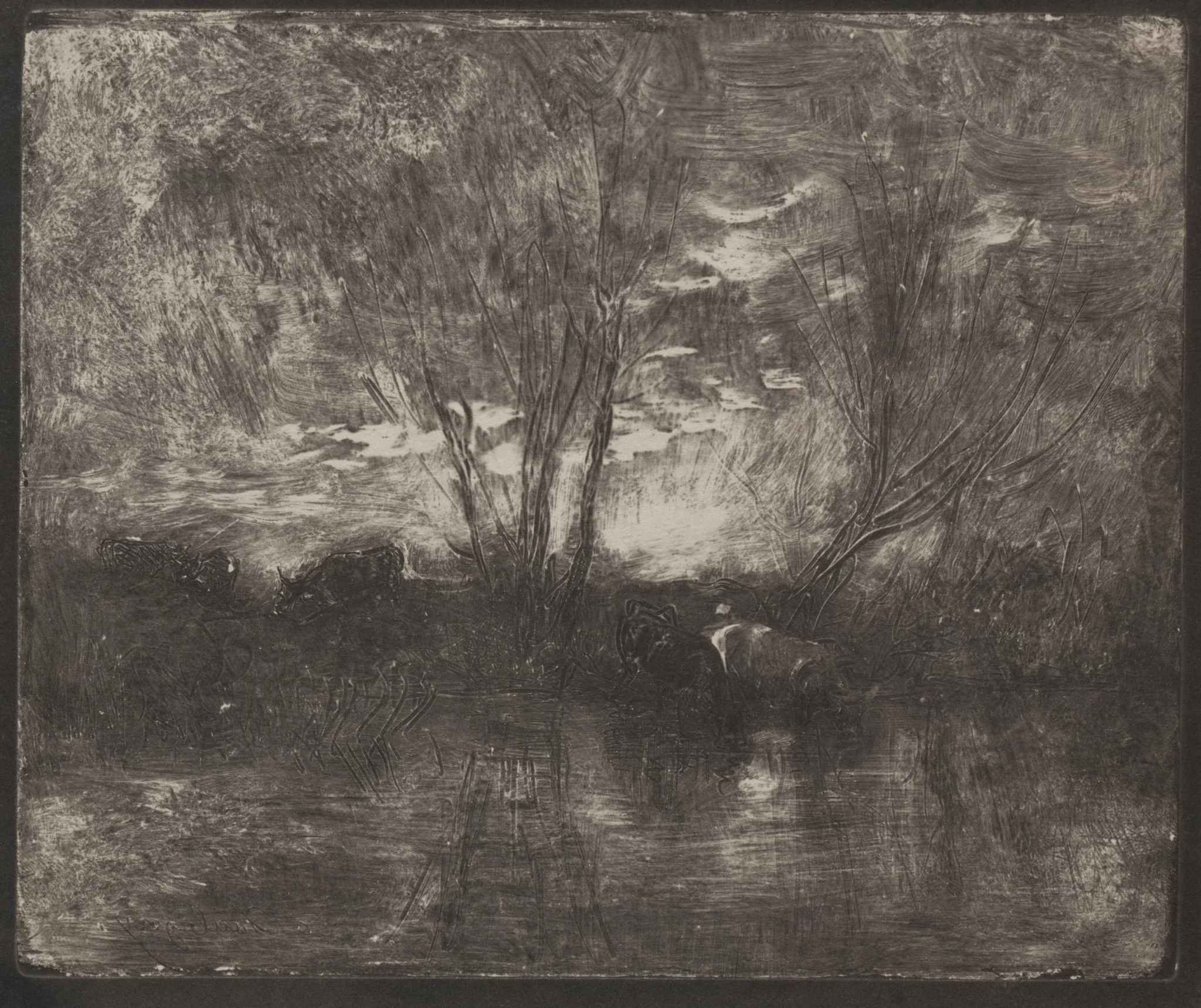 Cows at a Watering Place, detail