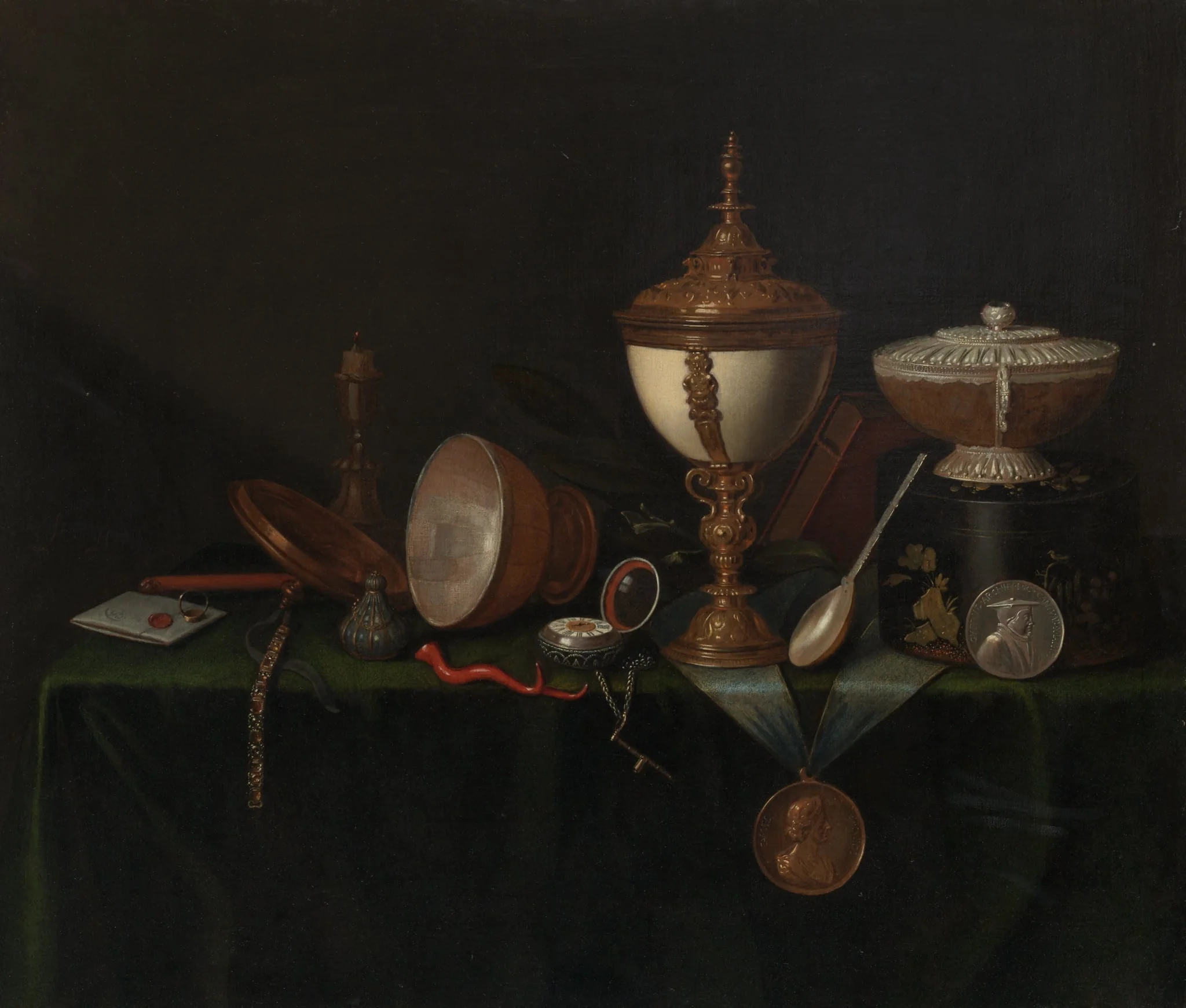 Still Life with Ostrich Egg Cup and the Whitfield Heirlooms, detail