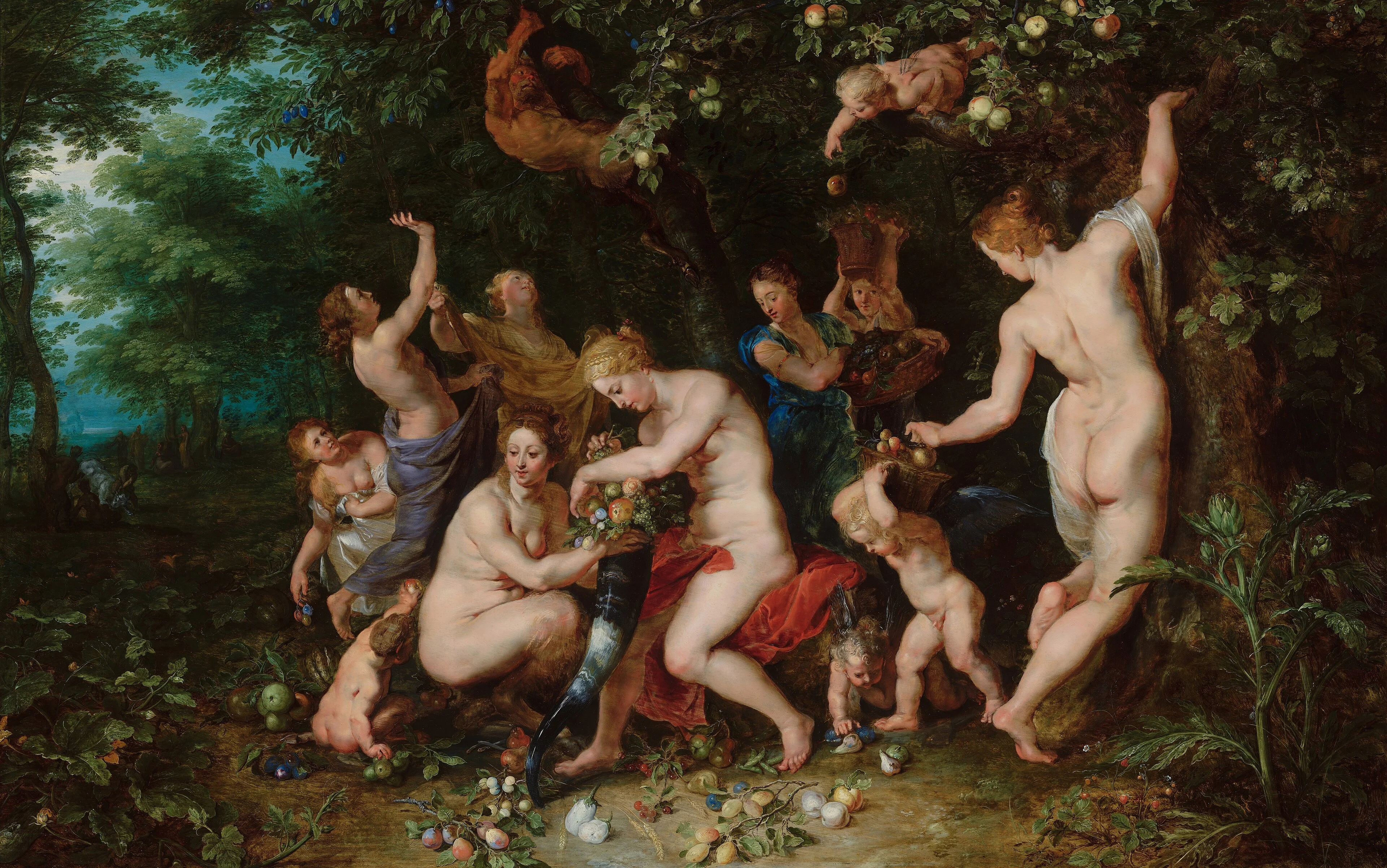 Nymphs filling the horn of plenty, detail