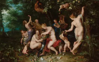 Nymphs filling the horn of plenty, by Peter Paul Rubens, oil, 1615
