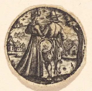 Lovers, by Antoine Jacquard, ink, 1612