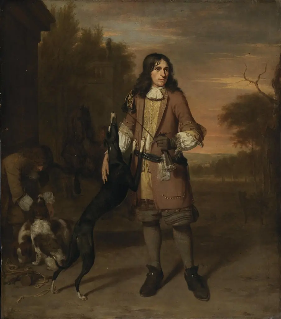 Portrait of a Man as a Hunter, by Jan Verkolje, oil, 1670