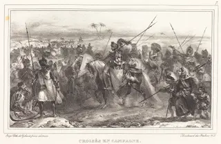 Croisés en Campagne, by Auguste Raffet, ink, 1832