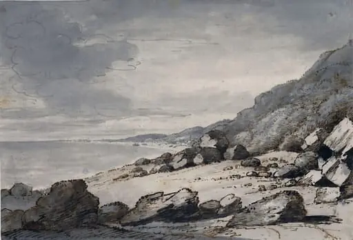 A Coast Scene at Lyme Regis, by John Hoppner, watercolor, 1780