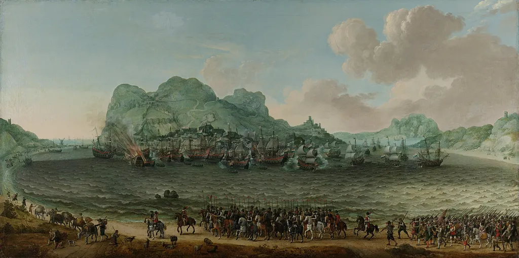 The defeat of the Spanish at Gibraltar by a Dutch fleet under command of Admiral Jacob van Heemskerck, 25 April 1607, by Adam Willaerts, oil, 1617