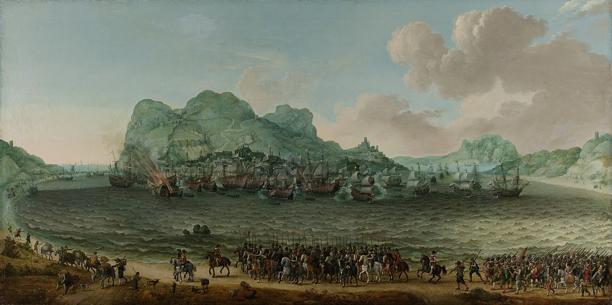 The defeat of the Spanish at Gibraltar by a Dutch fleet under command of Admiral Jacob van Heemskerck, 25 April 1607, detail