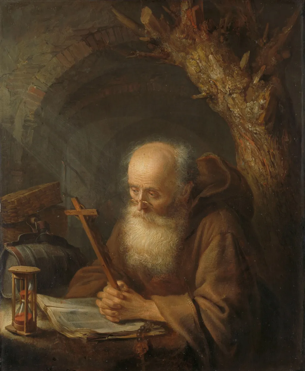 A Hermit, by Gerrit Dou, oil, 1664