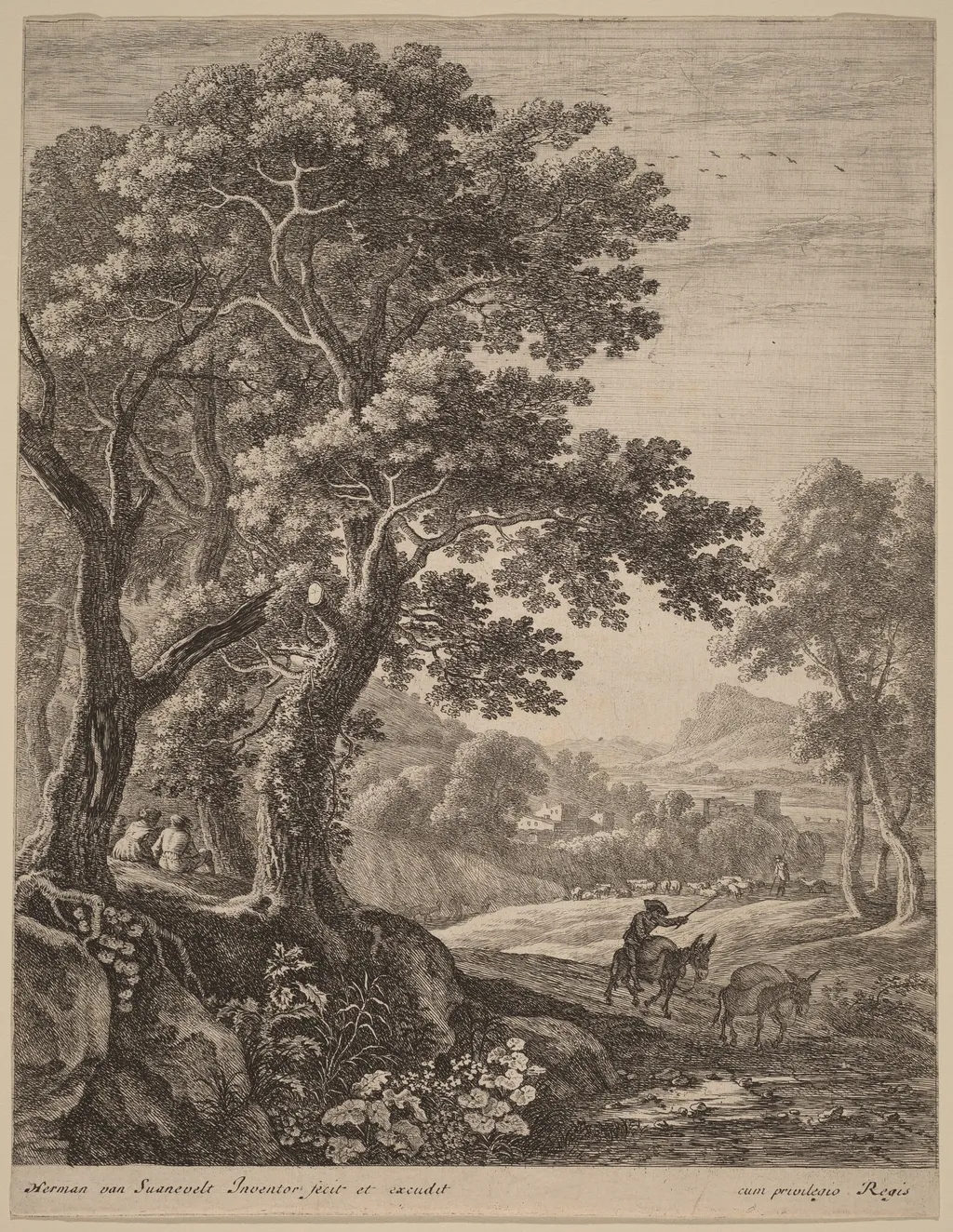 The Mule Driver, by Herman van Swanevelt, ink, 1628