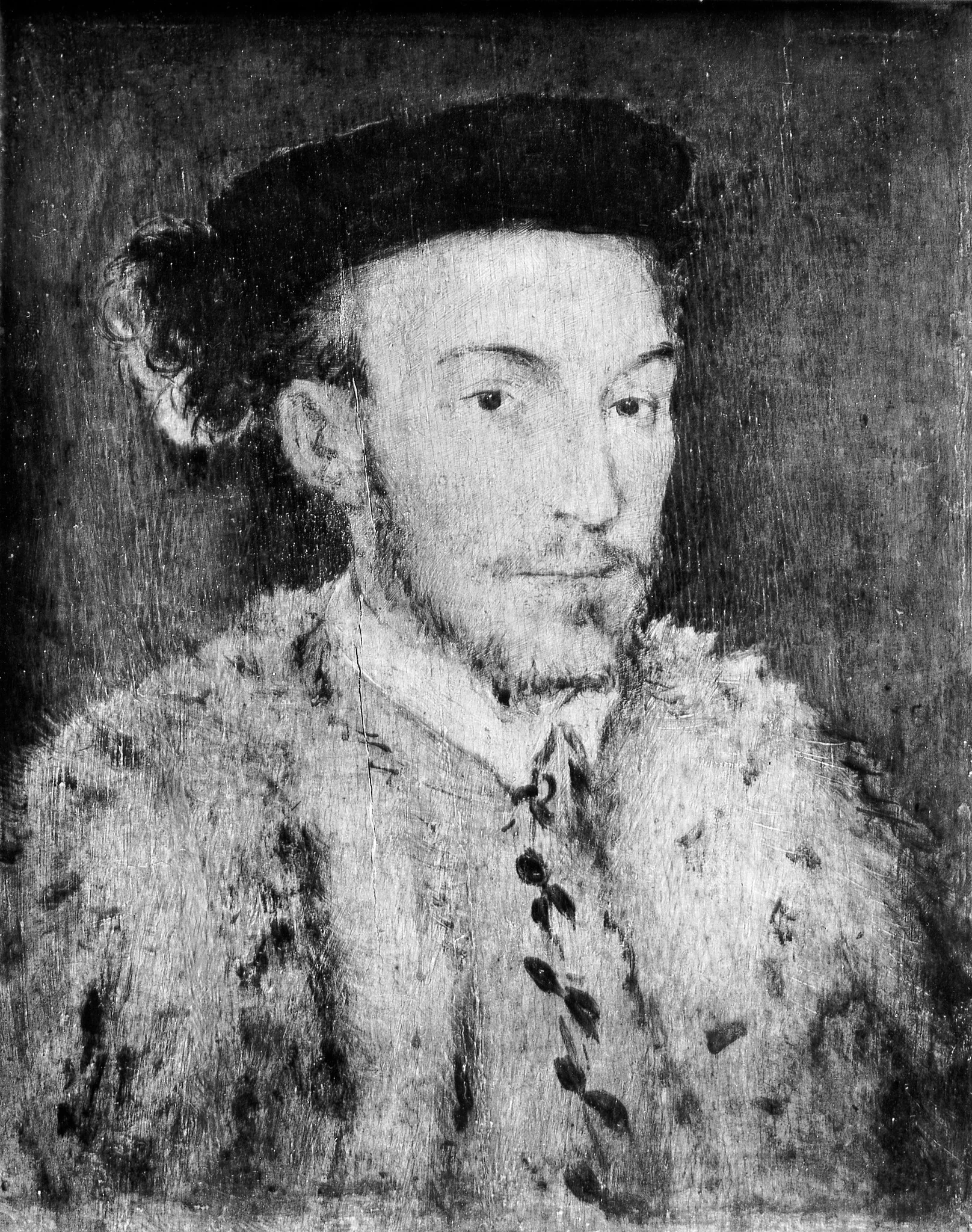 Portrait of a Man in a White Fur Coat, detail