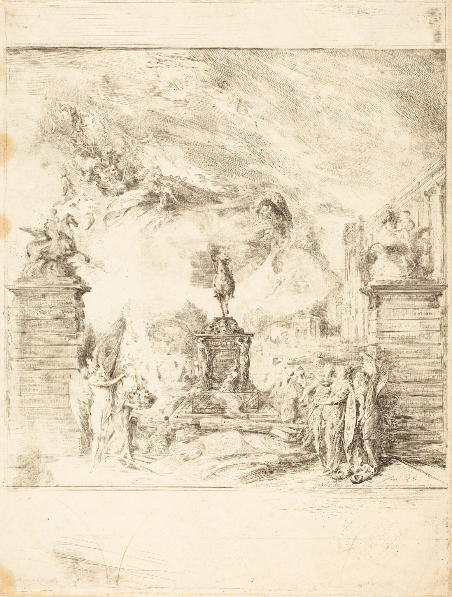 Allégorie sur l'Erection de la Statue de Louis XV (Allegory on the Establishment of a Statue of Louis XV), detail