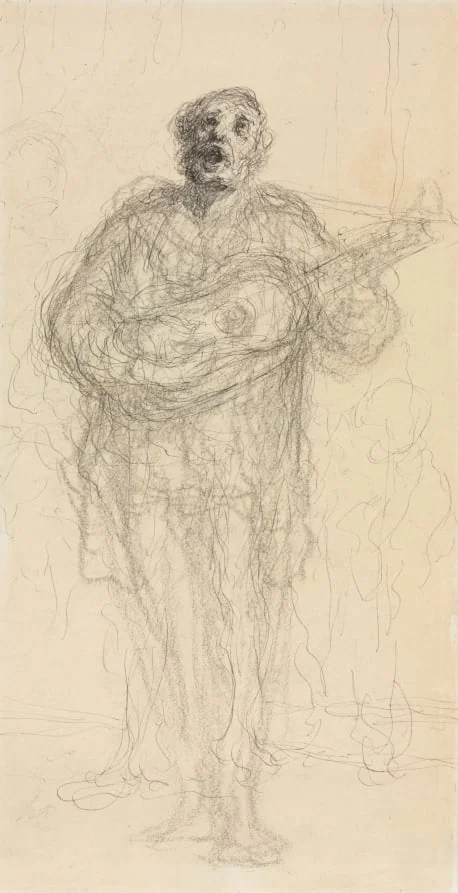 Singing Guitarist (recto), detail