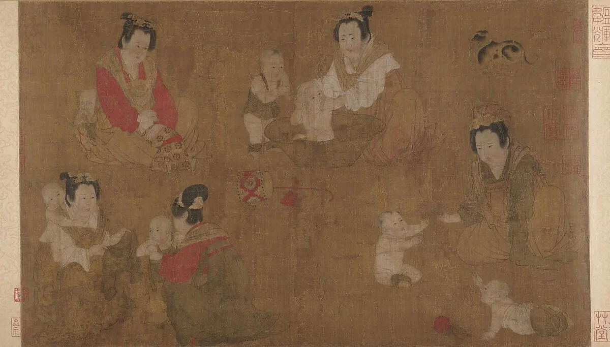 宋 佚名 倣周昉 戲嬰圖 卷|Palace Ladies Bathing Children, detail