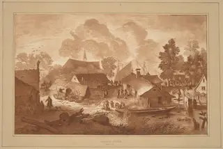 Village with Pond, by Cornelis Ploos van Amstel, ink, 1782