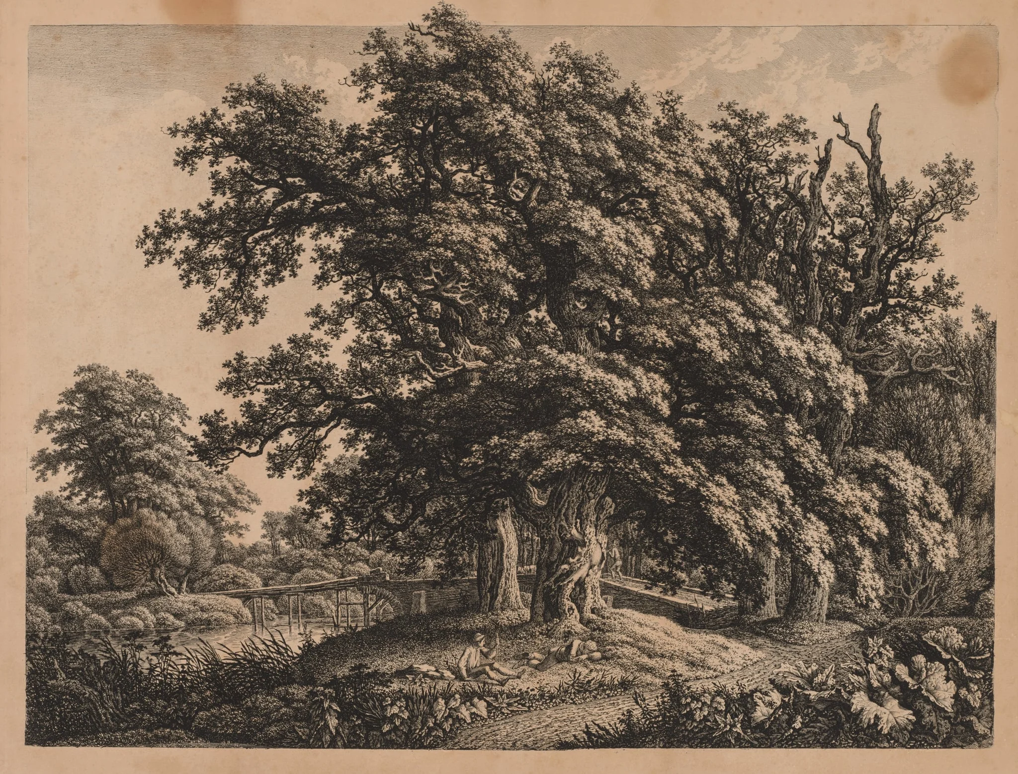 Landscape and Bridge with Three Figures, detail