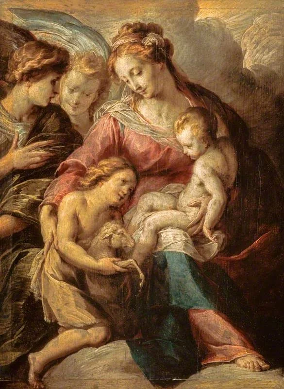 The Virgin and Child with the Infant Saint John and Attendant Angels, detail