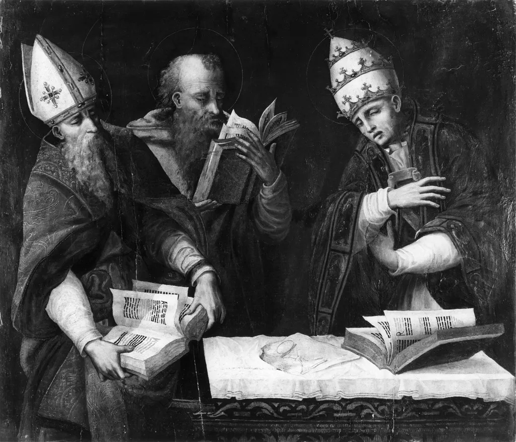 Saints Augustine, Jerome and Gregory the Great, by Marco Cardisco, oil