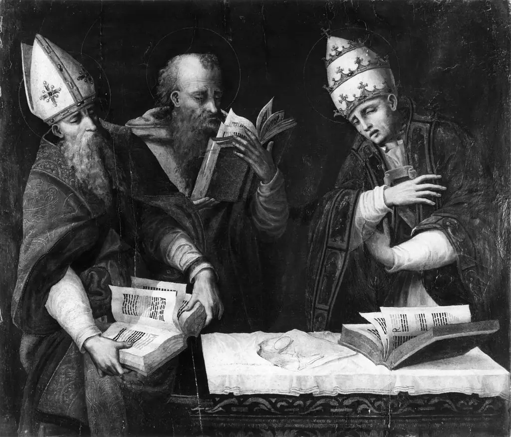 Saints Augustine, Jerome and Gregory the Great, by Marco Cardisco, oil